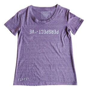 Two Blind‎ Brothers Womens T-Shirt Purple Perspective Braille Detail Medium M